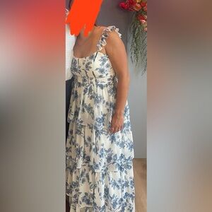 Revelry White and Blue Floral Dress